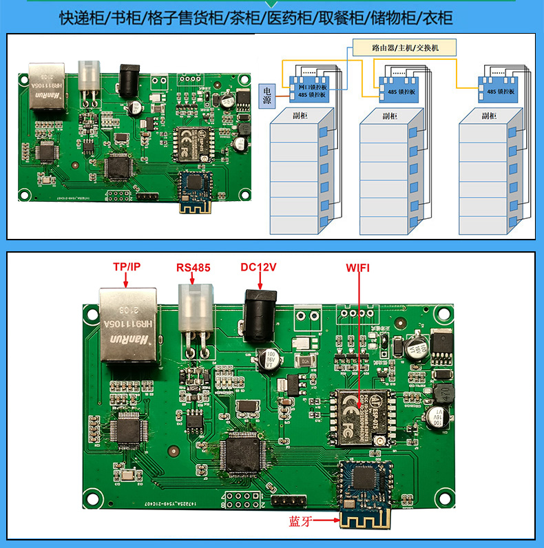 無屏快遞儲物售貨智能柜4G藍牙WIFI網口TP/IP主控板物聯工業控制板定制開發